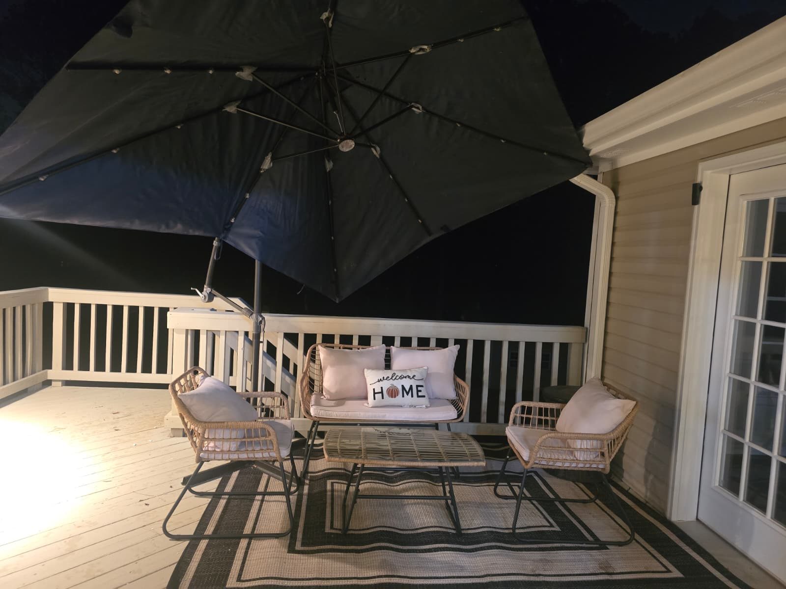 Outdoor deck lounge seating area